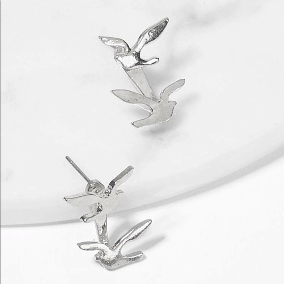 Silver Double Dove Earrings - Picture 4 of 5